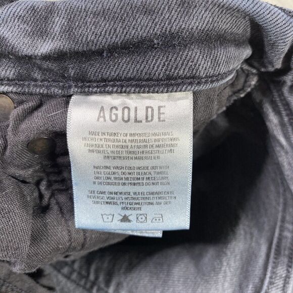 AGOLDE Jeans Womens 27 Faded Black Riley High Waist Straight Crop Button Fly - Picture 10 of 16